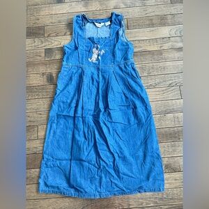 Two Twenty Cat Embroidered Denim Cotton Dress
